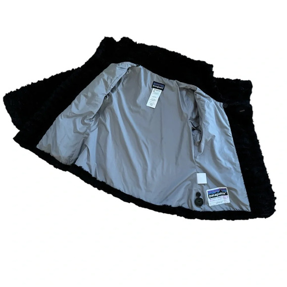 Patagonia Girls' Pelage Jacket Black Faux Fur Size 8 - Picture 4 of 8